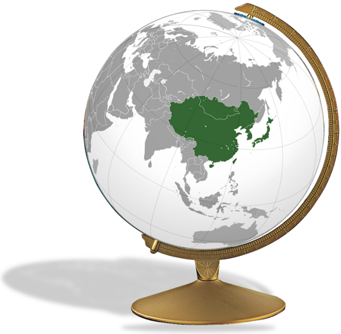 Northeast Asia globe